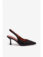 Dámské sandály na jehlovém podpatku z imitace semiše Černé Saria