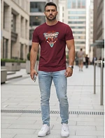 Pánské bavlněné tričko s potiskem HOT ROD GARAGE maroon FashionStreet NX5093R