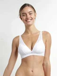 Dámská krajková vyztužená podprsenka bez kostic DIM TRIANGLE SOFT PADDED BRA - DIM - bílá
