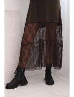 Dámské šaty s model 21755782 spodním dílem a rukávy hnědá - K-Fashion