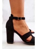 Módní Semišové sandály na vysokém podpatku Černé model 21578502 - Boto
