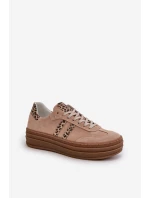 model 21669356 Dámské Semišové Sneakersy Na Platformě Leopardí Růžové - Zazoo