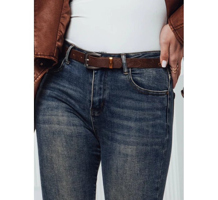 Dámské úzké džíny SKINNYJEAN kalhoty s páskem námořnická modrá FashionStreet UY2328