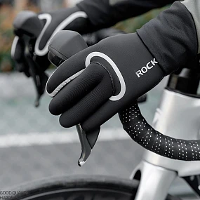 Cyklistické rukavice Rockbros, nepromokavé, velikost: L/XL - černé