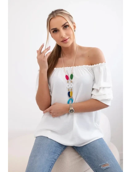 Španělská halenka s ozdobnými rukávy ecru Španělská halenka s ozdobnými rukávy ecru