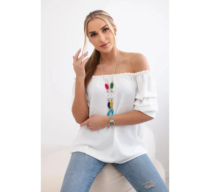 Španělská halenka s ozdobnými rukávy ecru Španělská halenka s ozdobnými rukávy ecru