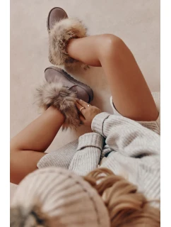 Dámské semišové sněhule s kožešinovou šedou model 21602003 - Boto