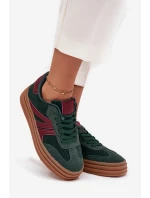 Sametové dámské tenisky na platformě Zelené model 21710188 - Boto Sametové dámské tenisky na platformě Zelené model 21710188 - Boto