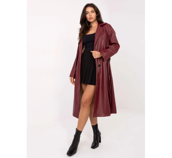Płaszcz IT PL model 21334781 bordowy - FPrice Płaszcz IT PL model 21334781 bordowy - FPrice