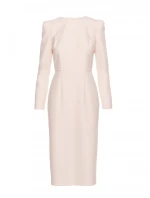 S412 Tužkové šaty s ozdobnými rameny - slonová kost S412 Tužkové šaty s ozdobnými rameny - slonová kost