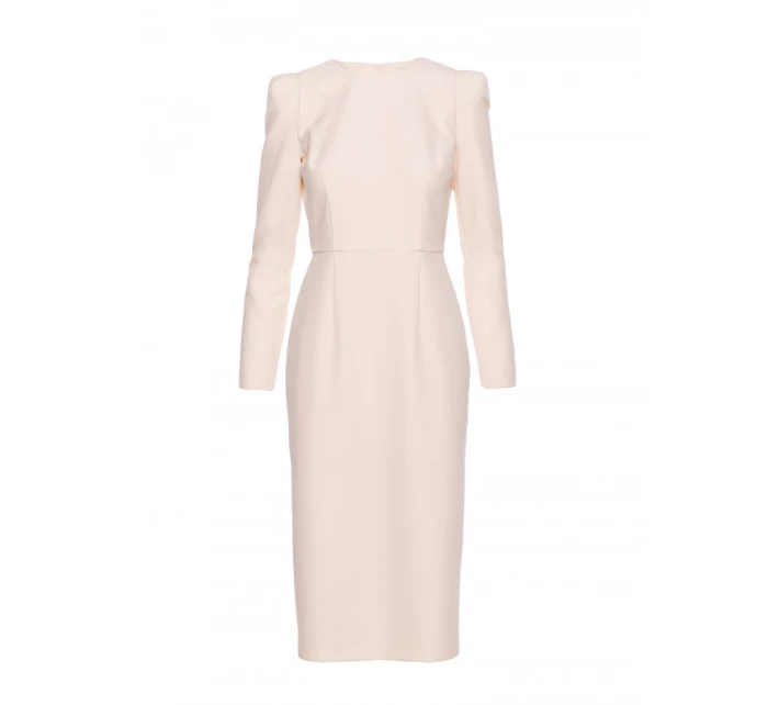 S412 Tužkové šaty s ozdobnými rameny - slonová kost S412 Tužkové šaty s ozdobnými rameny - slonová kost