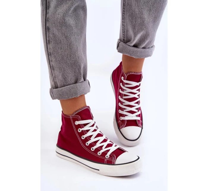 Dámské Klasické Vysoké Tenisky Bordó Remos Dámské Klasické Vysoké Tenisky Bordó Remos