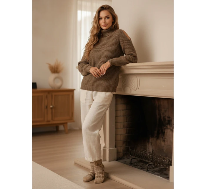 Dámský svetr béžový model 21982748 - Dstreet Dámský svetr béžový model 21982748 - Dstreet