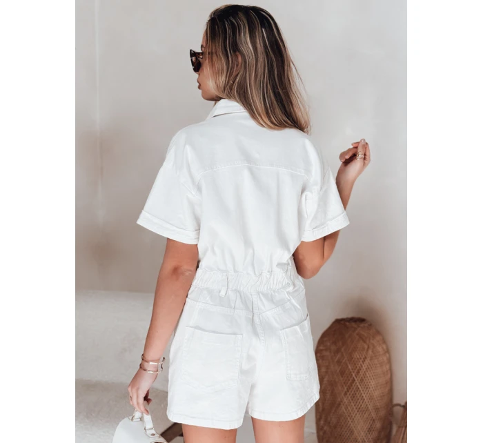 DINOZIA bílý džínový krátký overal FashionStreet EY2589
