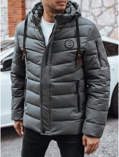 Pánská prošívaná zimní bunda s kapucí v grafitové barvě Dstreet TX5057