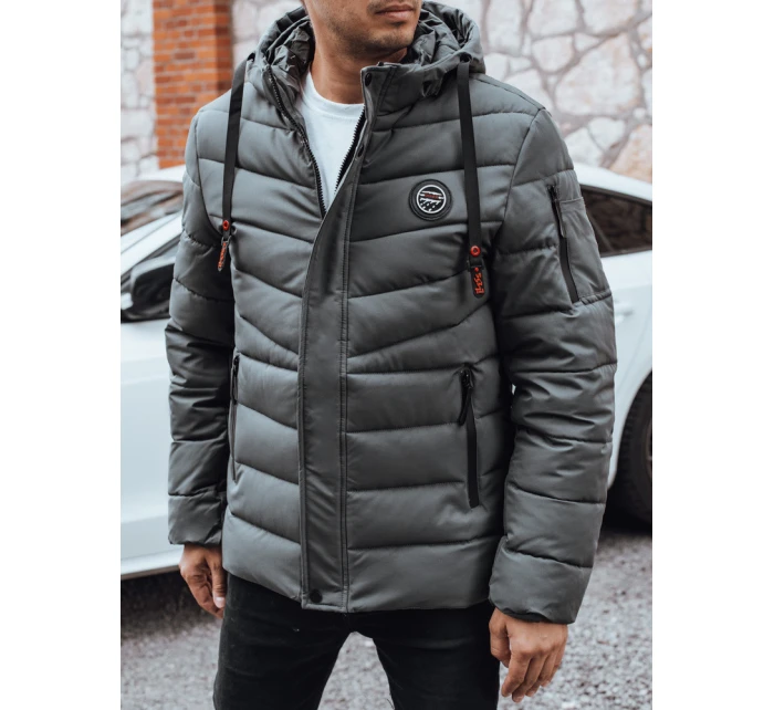Pánská prošívaná zimní bunda s kapucí FashionStreet graphite TX5057