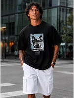 Tshirt męski oversize z nadrukiem bawełniany czarny model 22216039 - FashionStreet Tshirt męski oversize z nadrukiem bawełniany czarny model 22216039 - FashionStreet