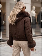 Krátká dámská zimní bunda s kožešinou, hnědá, FashionStreet TY5998