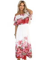 Dlouhé letní španělské šaty s červeným květinovým model 21176213 - numoco basic