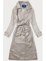 Béžový klasický dámský kabát z ekologické kůže model 19035464 - Ann Gissy