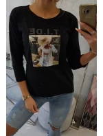 Halenka s potiskem Tide černá Halenka s potiskem Tide černá