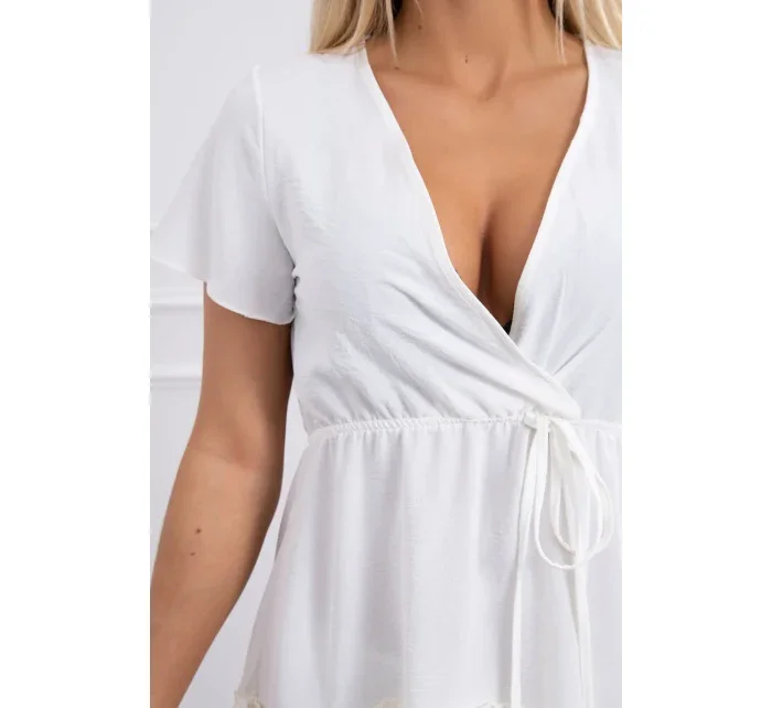 Šaty s obálkovým výstřihem ecru Šaty s obálkovým výstřihem ecru