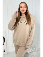 Bavlněná souprava s vyšívaným nápisem Paradise světle béžová Bavlněná souprava s vyšívaným nápisem Paradise světle béžová