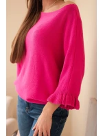 Dámský svetr typu model 21949280 s kulatým výstřihem fuchsie - K-Fashion Dámský svetr typu model 21949280 s kulatým výstřihem fuchsie - K-Fashion