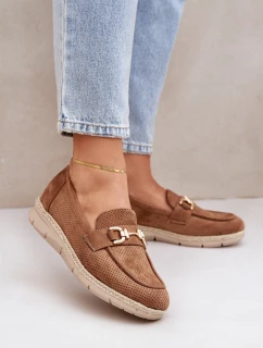 mokasíny se zlatým detailem a  hnědé model 21683739 - Boto