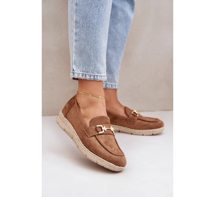 mokasíny se zlatým detailem a  hnědé model 21683739 - Boto