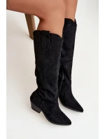 Zateplené Kůže Bota Kovbojky Na Podpatku Z Eko Černé model 21710814 - Boto Zateplené Kůže Bota Kovbojky Na Podpatku Z Eko Černé model 21710814 - Boto