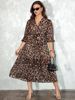 Dámské midi šaty v jedné velikosti s leopardím potiskem Dstreet model 21982074 - FashionStreet