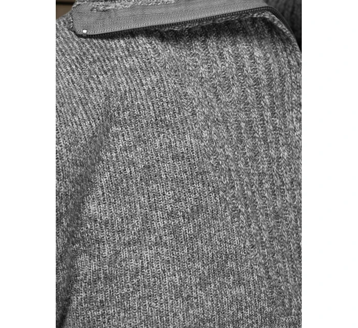 Pánský svetr se stojáčkem světle šedý Dstreet model 21995581 - FashionStreet