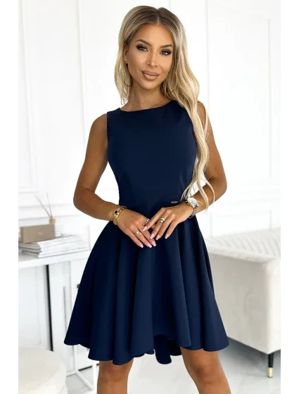 397-2 Elegantní šaty s delšími zády - ZELENÉ