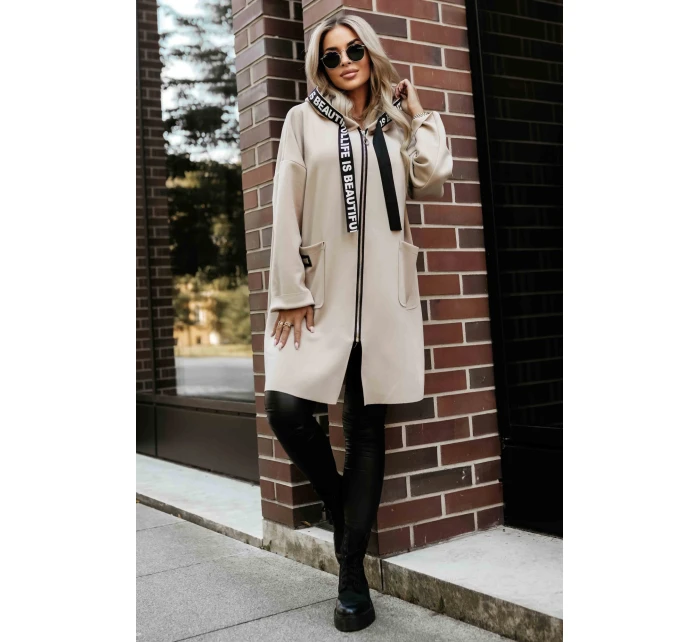 model 21379613 Ležérní kabát s kapsami a kapucí béžový - numoco basic