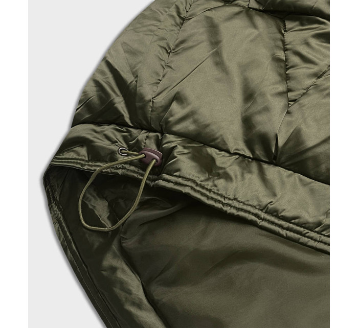 Krátká oversize bunda v khaki barvě (H-1109-13)