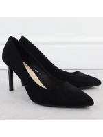 Černé semišové lodičky na jehlovém podpatku Sergio model 22013071 - LEONE