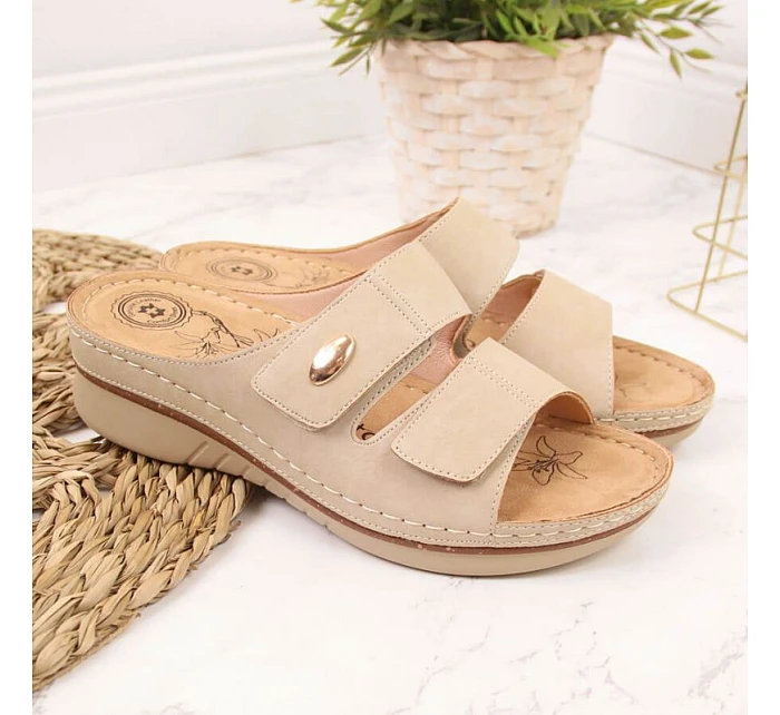 Žabky na suchý zip eVento W EVE224B beige