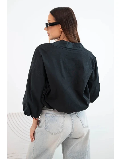 Dámská bavlněná bomber bunda na zip černá