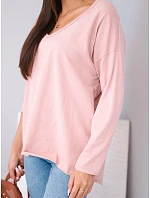 Dámská bavlněná oversize halenka s výstřihem do V a prodlouženým zadním dílem růžová tmavá pudrová Dámská bavlněná oversize halenka s výstřihem do V a prodlouženým zadním dílem růžová tmavá pudrová