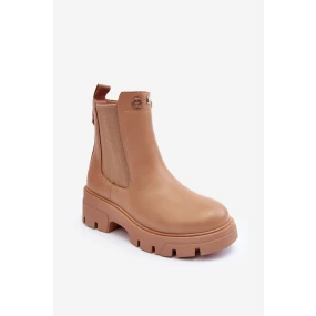 Dámské kožené botky se zdobením Bežové Lobb