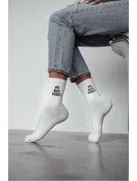 Dámské ponožky S nápisem NO BAD VIBES Bílé Dámské ponožky S nápisem NO BAD VIBES Bílé