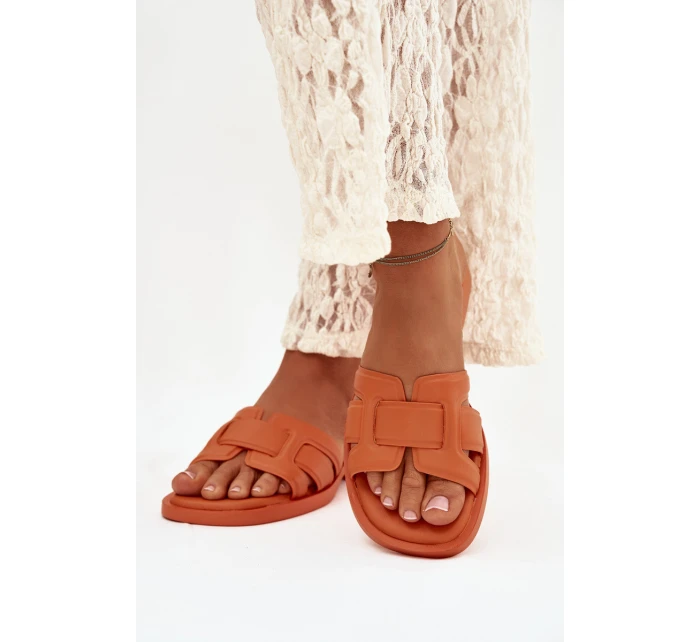 Dámské pantofle na plochém podpatku oranžové model 21900515 - Boto