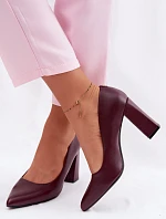 Lodičky na podpatku z eko kůže Sergio Leone PB216 bordó