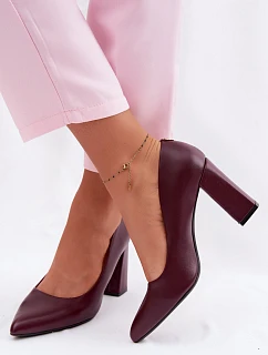 Lodičky na podpatku z eko kůže Sergio Leone PB216 bordó