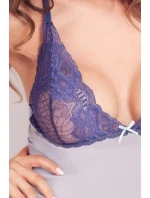 Dámská noční košile Lily Světle šedá s modrou - EWANA Dámská noční košile Lily Světle šedá s modrou - EWANA