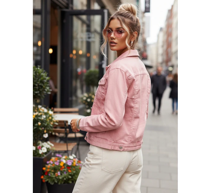 FashionStreet dámská růžová džínová bunda TY5597