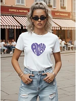 Koszulka bawełniana damska z nadrukiem biała model 22277310 - FashionStreet Koszulka bawełniana damska z nadrukiem biała model 22277310 - FashionStreet