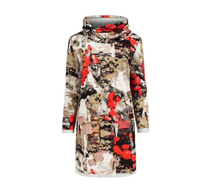 IRENE - Dámské šaty s rolákem a barevným vzorem 282-1