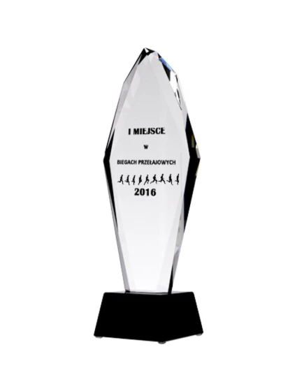 Gravírovaná skleněná trofej + malířská výplň Gravírovaná skleněná trofej + malířská výplň